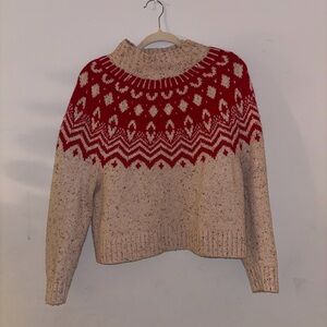 Old Navy Red and Cream Turtleneck Sweater